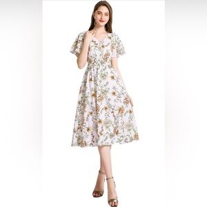 Floral Print White Dress